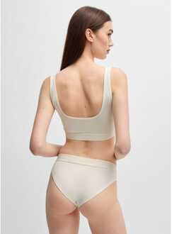 HUGO Dames Hugo Red Logo Label Stretch Katoenen Bralette in Naturel - XS