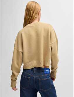 HUGO Dames Hugo Sester_B Relaxed-Fit Cropped Sweater in Beige