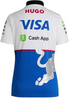 HUGO Damespolo Hugo x Racing Bulls DeresomY in Wit/Blauw - M