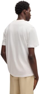 HUGO Heren Dalendi Geometrisch Logo T-Shirt (Natuurlijk) - maat S Naturel