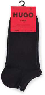 HUGO Heren Hugo 6 paar enkelsokken met logo in zwart - maat EU 40.5 - 42