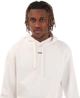 HUGO Heren Hugo Dapo Logo Print Hoodie in Wit - maat