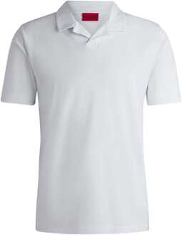 HUGO Heren Hugo Dimerspolo Stretch Katoenen Polo Shirt in Wit - maat S