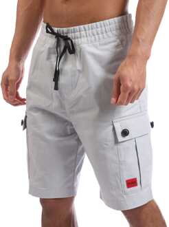 HUGO Heren Hugo Garlio242 Red Logo Label Shorts in Grijs