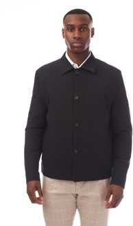 HUGO Heren Hugo Hellys Slim-Fit Overshirt in donkerblauw