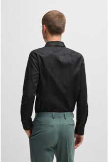 HUGO Heren Hugo Kenno Checkerboard Print Overhemd in Zwart - maat