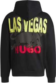HUGO Heren Hugo Las Vegas Special Artwork Hoodie in Zwart - maat XS