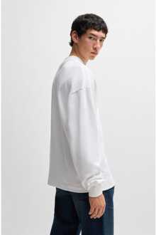 HUGO Heren Hugo Ninnyo Crewneck Sweatshirt in Wit