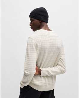 HUGO Heren Hugo Scoult Crewneck Sweater in Naturel