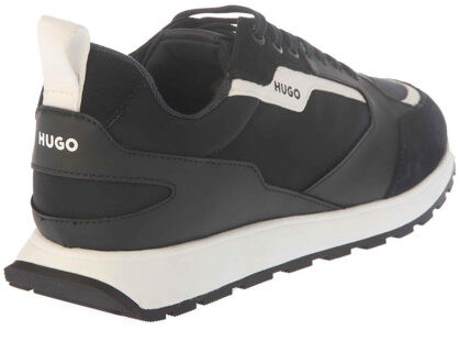 HUGO Heren Icelin Leren Hardlooptrainers (Donkerblauw)