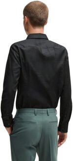 HUGO Heren Kenno Checkerboard Overhemd (Zwart) - maat