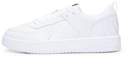 HUGO Heren Kilian Bonded Leather Trainers (Wit) - maat EU 47.5 / UK 12