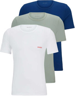 HUGO Heren Logo T-shirt (Set van 3) (Wit/Groen/Navy Blue) - maat Veelkleurig