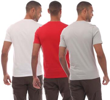 HUGO Heren T-shirt (Set van 3) (Wit/Rood/Grijs) - maat XL