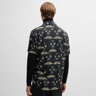 HUGO Herenhemd Hugo Ellino 70s Film Graphics in Zwart