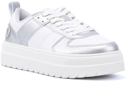 HUGO Lyssa Tennis Dames Wit/Zilver Trainers