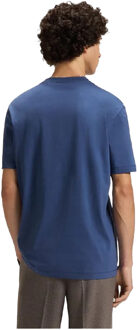 HUGO Mannen Dusplit Logo T-Shirt (Blauw) - XS