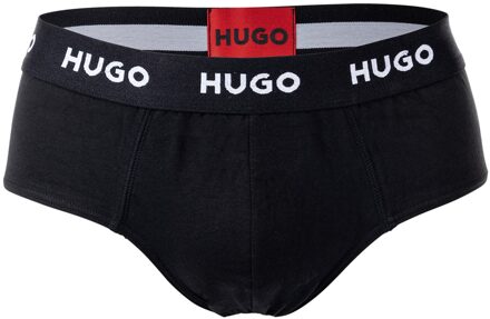 HUGO Men's Hugo 3 Pack of Hip Briefs in Black Zwart