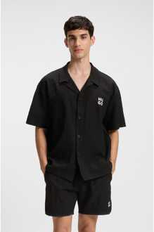 HUGO Men's Hugo Chaffle Swim Shorts in Black Zwart - L