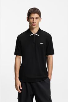 HUGO Men's Hugo Dalomino Contrast Logo Polo Shirt in Black Zwart