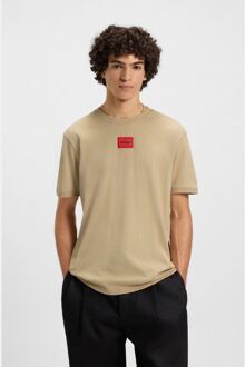HUGO Men's Hugo Diragolino212 Logo Label T-Shirt in Beige - S