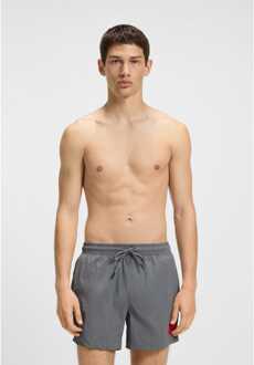 HUGO Men's Hugo Dominica Swim Shorts with Logo Label in Grey - maat Grijs