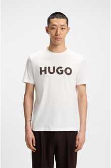 HUGO Men's Hugo Dulivio Herringbone Logo T-Shirt in Natural Naturel