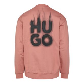 HUGO Men's Hugo Durungu Smoke Logo Crewneck Sweatshirt in Pink Roze