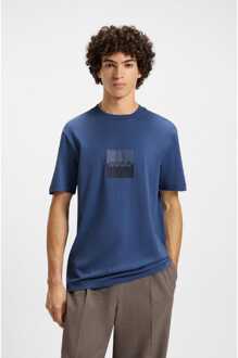HUGO Men's Hugo Dusplit T-Shirt in Blue Blauw - XS