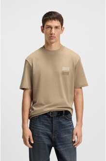 HUGO Men's Hugo Dusplito Split Logo T-Shirt in Beige