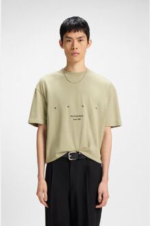 HUGO Men's Hugo Duwrite Cotton Jersey T-Shirt with LA Artwork in Green Groen - M