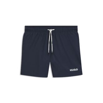 HUGO Men's Hugo Haiti Contrast Logo Swim Shorts in Dark Blue Blauw