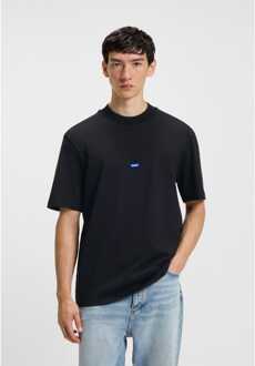 HUGO Men's Hugo Nieros Logo Patch T-Shirt in Black Zwart