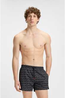 HUGO Men's Hugo Tortuga Logo Print Swim Shorts in Black Zwart - M