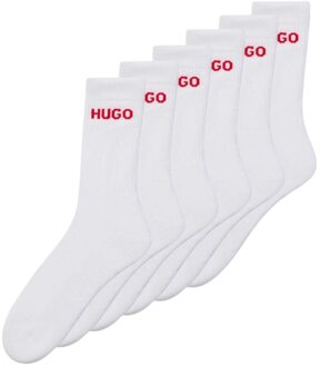 HUGO Mid Cut Sokken voor volwassenen (Set van 6) (Wit) - 5-6.5 (UK Shoe)