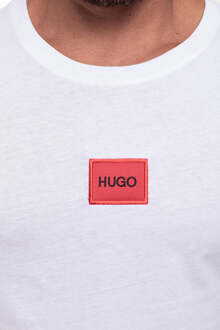 HUGO Rode Logo Patch Duurzaam T-Shirt - Wit - S