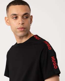 HUGO Sportief Logo Tape Heren Loungewear T-Shirt Zwart
