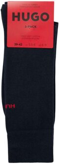 HUGO Uniseks effen logosokken voor volwassenen (pak van 3) (Donkerblauw) - 5-6.5 (UK Shoe)