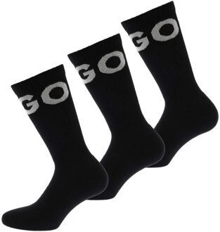 HUGO Unisex Adult Iconic Contrast Logo Sokken (Set van 3) (Zwart) - 5-6.5 (UK Shoe)