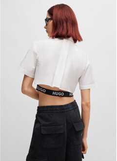 HUGO Witte damesblouse Hugo Enovia Cropped Regular-Fit