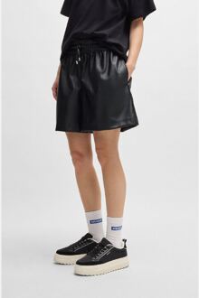 HUGO Women's Hugo Henuka-1 B Faux Leather Shorts in Black Zwart - EU 40 / UK 12