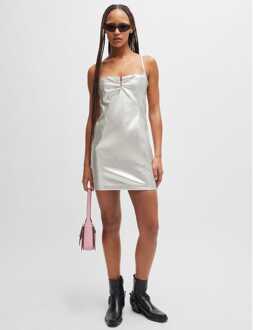 HUGO Women's Hugo Kateresa-1 Metallix Faux-Leather Mini Dress in Silver Zilver