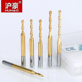 HUHAO 5pcs/lot Shank 3.175mm Ball Nose 2 Flute Spiral TiN Coating End Mills CNC Router Bits Tungsten Carbide Milling Cutter