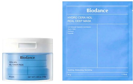 Huidverzorgingskit Biodance Cerna-nol Gel Toner Pads + Hydro Cera-nol Real Deep Mask 60 pcs + 1 st