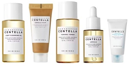 Huidverzorgingskit SKIN1004 Travel & Test Routine Calming Sensitive Skin Bundle 30 ml + 20 ml + 30 ml + 30 ml + 15 ml