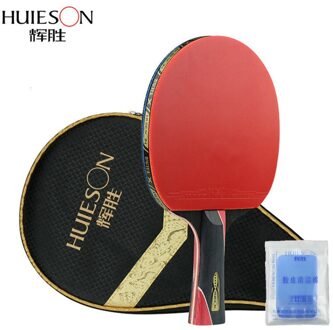 Huieson 5 Star Black & Red Carbon Tafeltennis Racket Dubbele Puistjes-in Rubber Pingpong Racket voor Tiener speler lang handvat