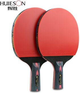Huieson Carbon Tafeltennis Racket 5 Ster Dubbele Gezicht Puistjes-In Rubber Krachtige Ping Pong Paddle (Geen Ballen) 2stk kort handles
