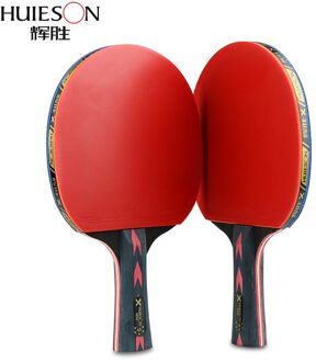 Huieson Carbon Tafeltennis Racket 5 Ster Dubbele Gezicht Puistjes-In Rubber Krachtige Ping Pong Paddle (Geen Ballen) 2stk lang handles