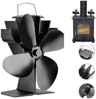 Huis Aluminium Legering 4 Blades Warmte Aangedreven Kachel Fan Hout Log Brandende Opknoping Haard Blower Familie Warmte Aangedreven Kachel Ventilator