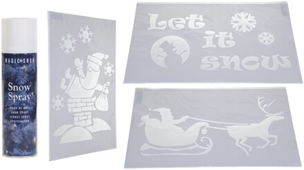 Huis kerstversiering 3x verschillende raamsjablonen met 150 ml spuitsneeuw - Raam decoraties set